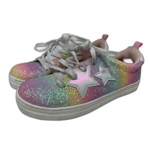 Wonder Nation Size 6 Glitter Star Sparkle Rainbow Lace Up Sneakers Kicks Shoes